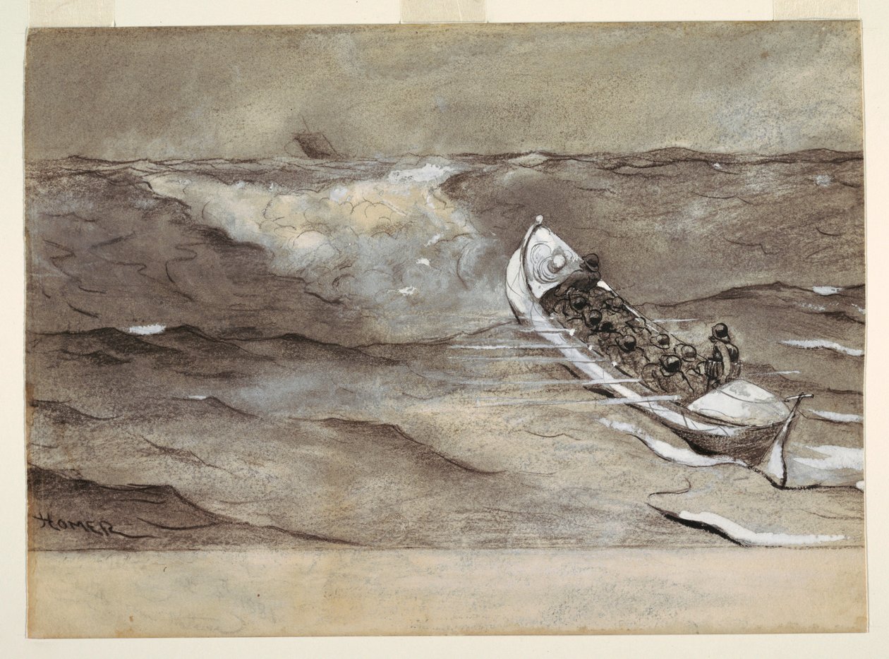 Das Rettungsboot, Studie für Aquarell, "Wrack der 