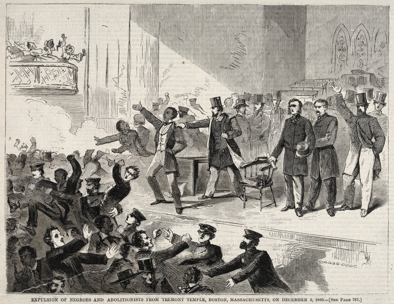Vertreibung von Schwarzen und Abolitionisten aus dem Tremont-Tempel, Boston, Massachusetts, am 3. Dezember 1860 von Winslow Homer