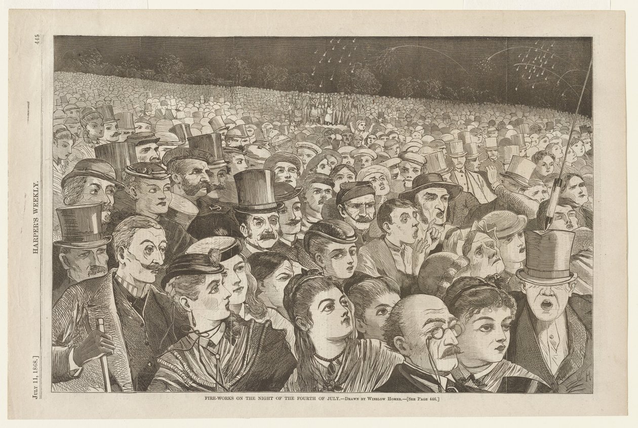 Feuerwerk in der Nacht des vierten Juli von Winslow Homer