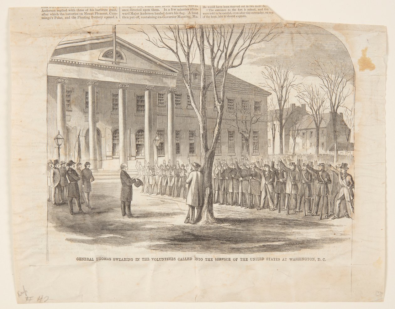 General Thomas vereidigt die Freiwilligen, die in den Dienst der Vereinigten Staaten in Washington D.C. gerufen wurden von Winslow Homer