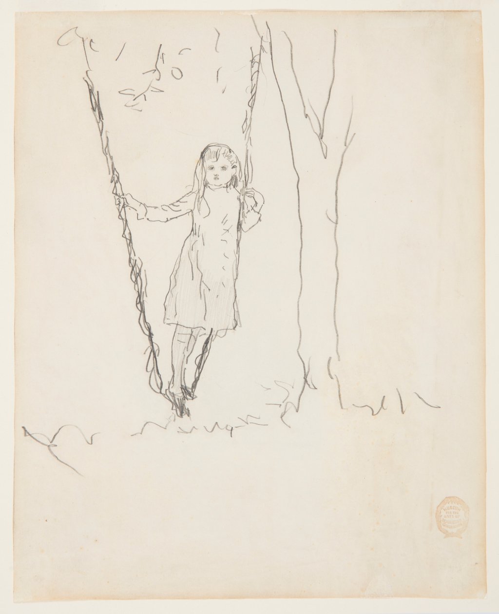 Mädchen auf einer Schaukel stehend von Winslow Homer