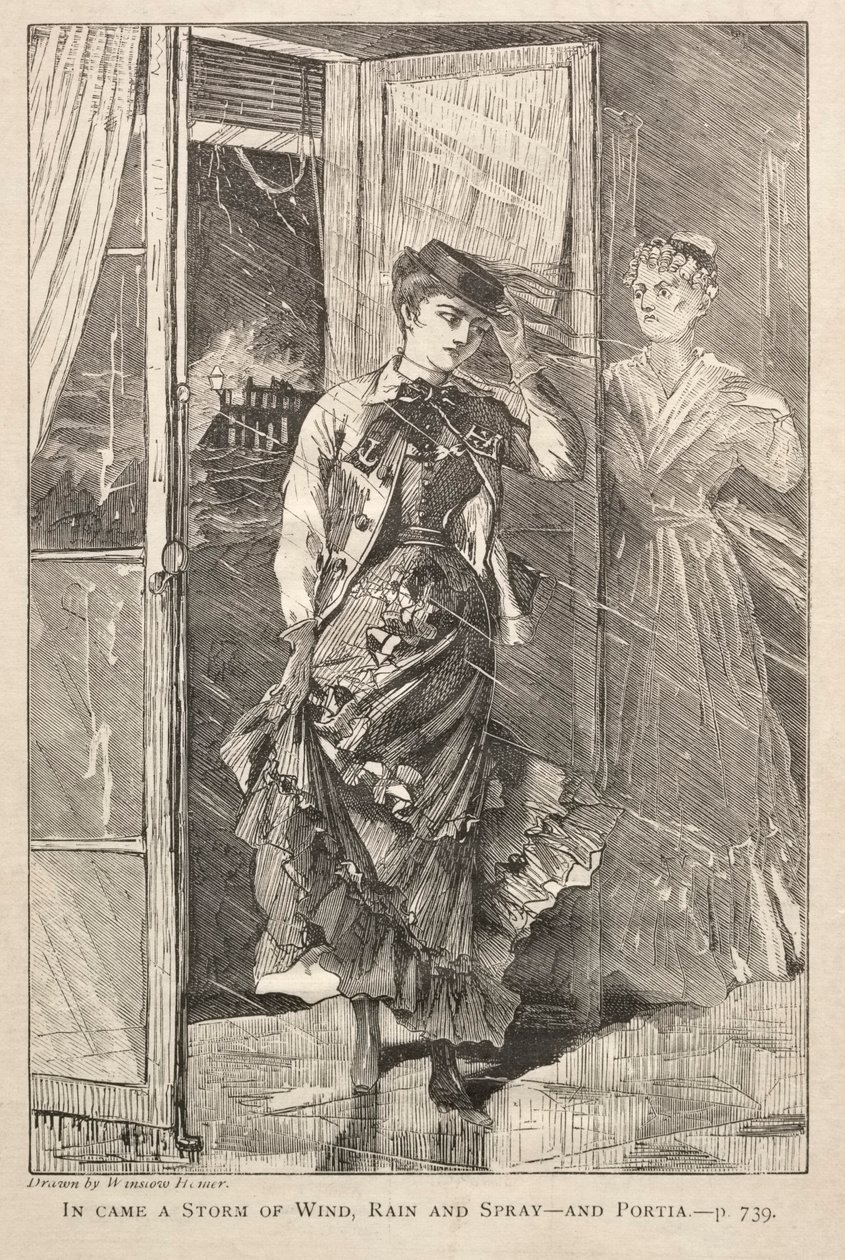 Ein Sturm aus Wind, Regen und Gischt kam herein - und Portia von Winslow Homer