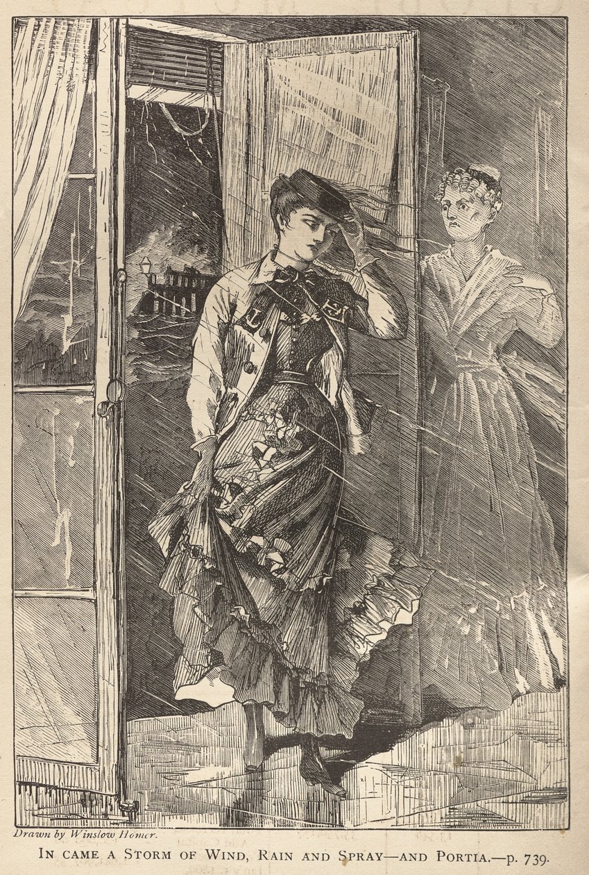 Ein Sturm aus Wind, Regen und Gischt kam herein - und Portia von Winslow Homer