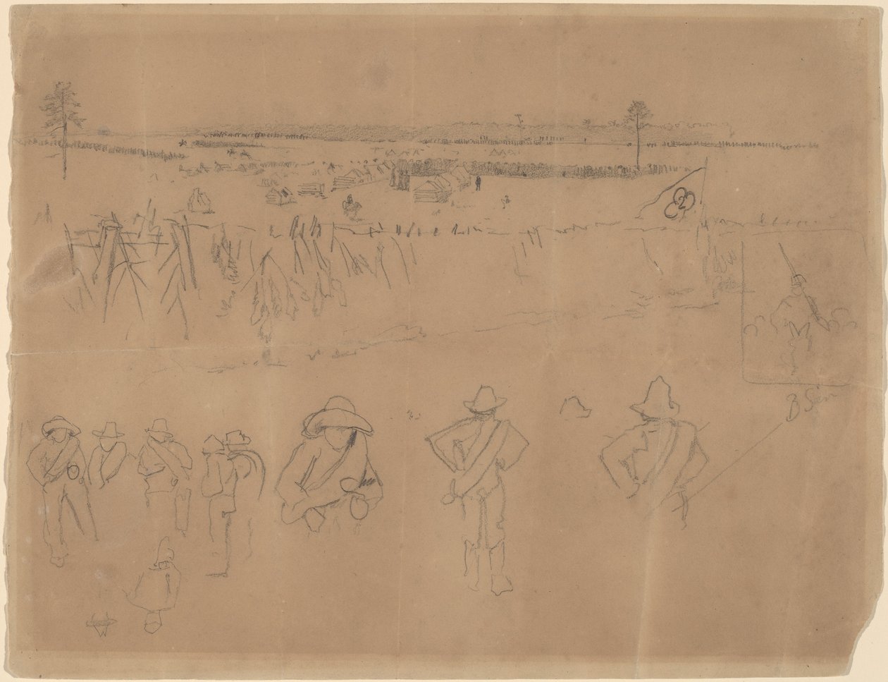 Aufstellungen und Gräben [Vorderseite], 1864 von Winslow Homer
