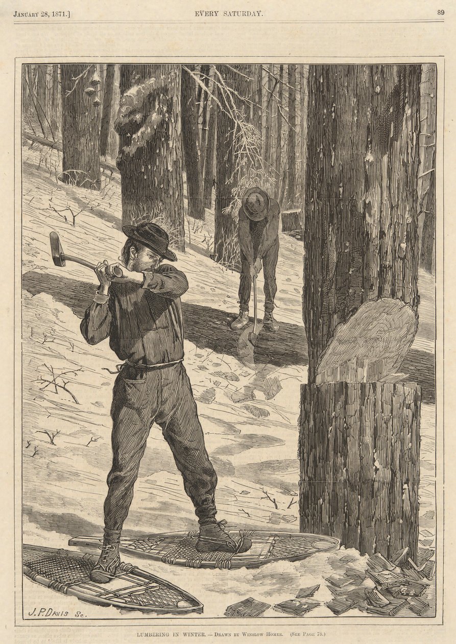 Holzfällerei im Winter, aus Every Saturday, 28. Januar 1871 von Winslow Homer