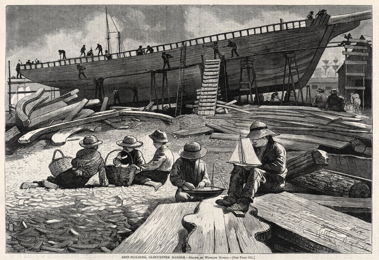 Schiffbau, Gloucester Harbor, 1873 von Winslow Homer