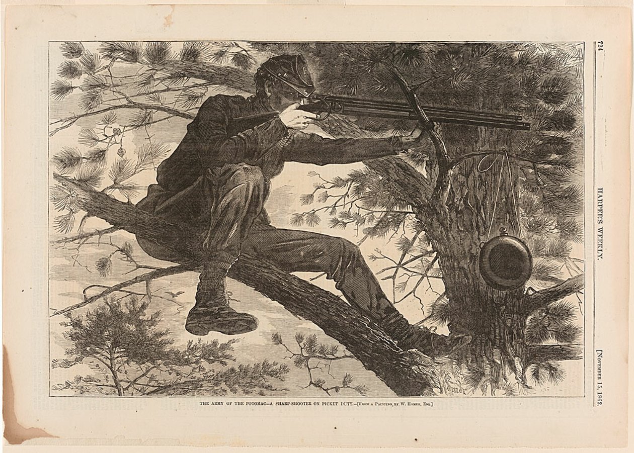 Die Armee des Potomac—Ein Scharfschütze im Wachdienst von Winslow Homer