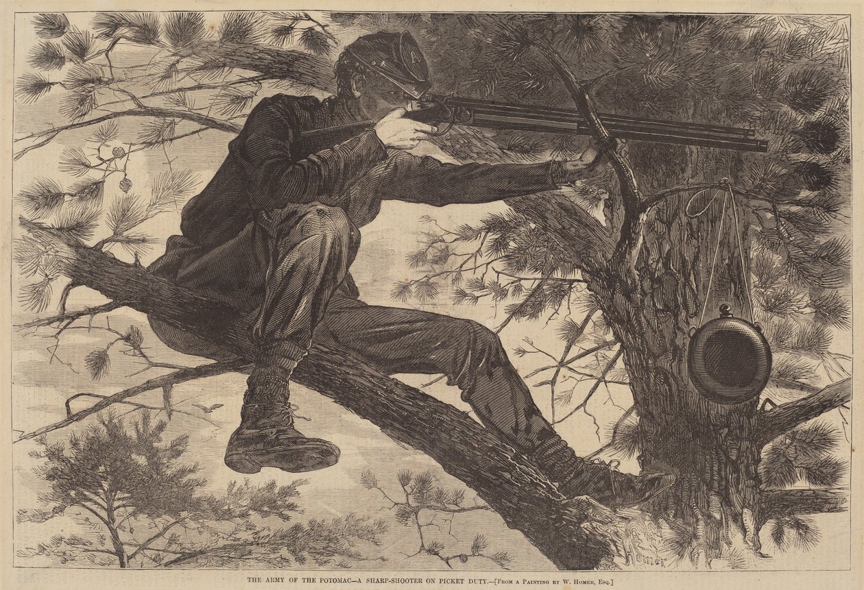 Die Armee des Potomac - Ein Scharfschütze auf Wachposten von Winslow Homer