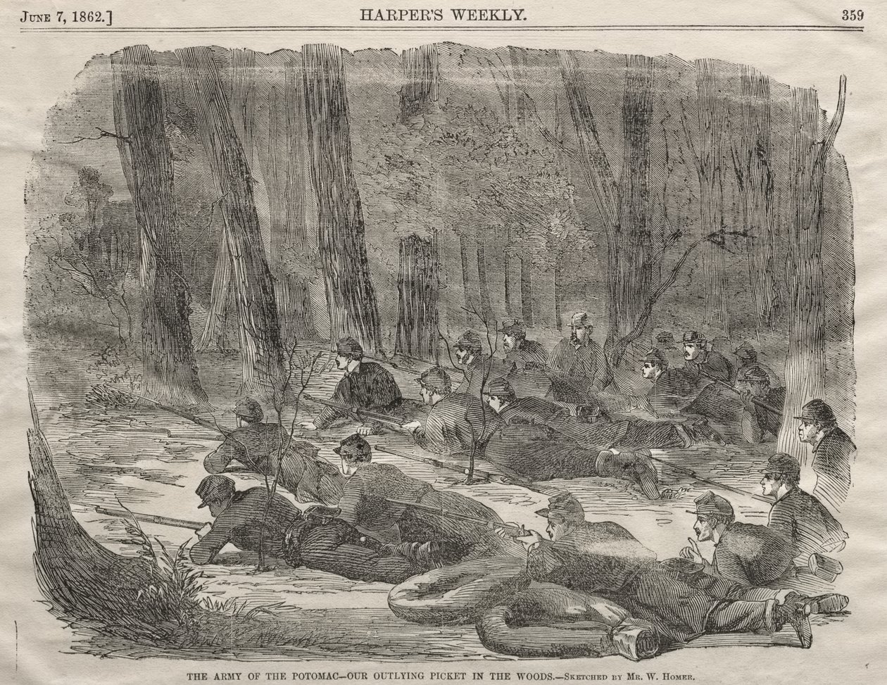 Die Armee des Potomac - Unser Außenposten im Wald von Winslow Homer