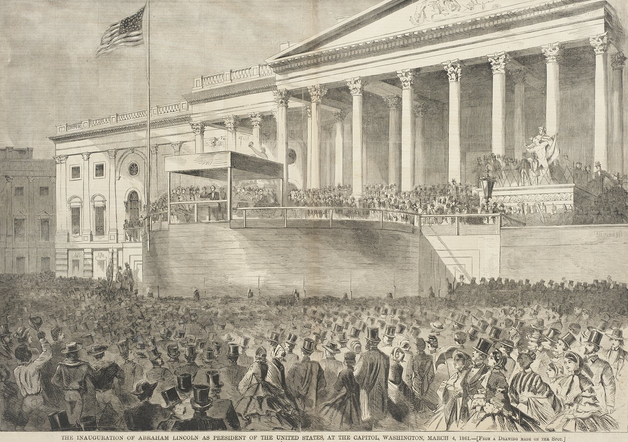 Die Amtseinführung von Abraham Lincoln als Präsident der Vereinigten Staaten, im Kapitol, Washington, 4. März 1861 von Winslow Homer