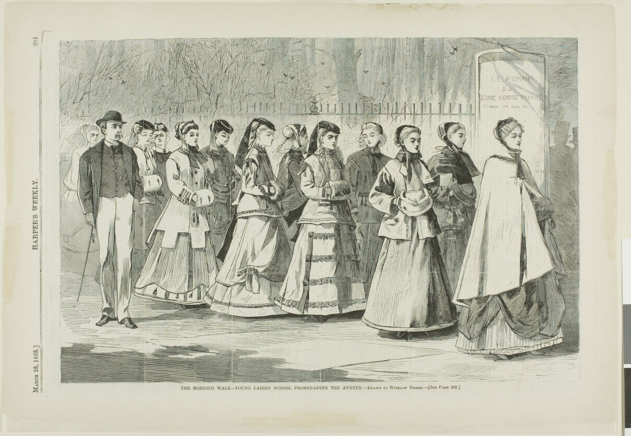 Der Morgenspaziergang - Mädchenschule promeniert auf der Allee von Winslow Homer