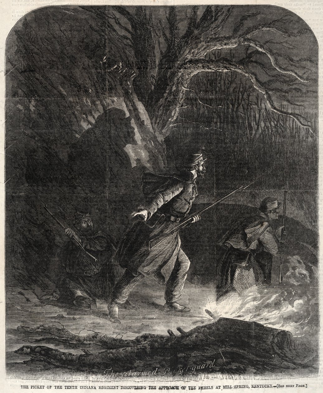 Die Vorhut des zehnten Indiana-Regiments entdeckt das Herannahen der Rebellen von Winslow Homer