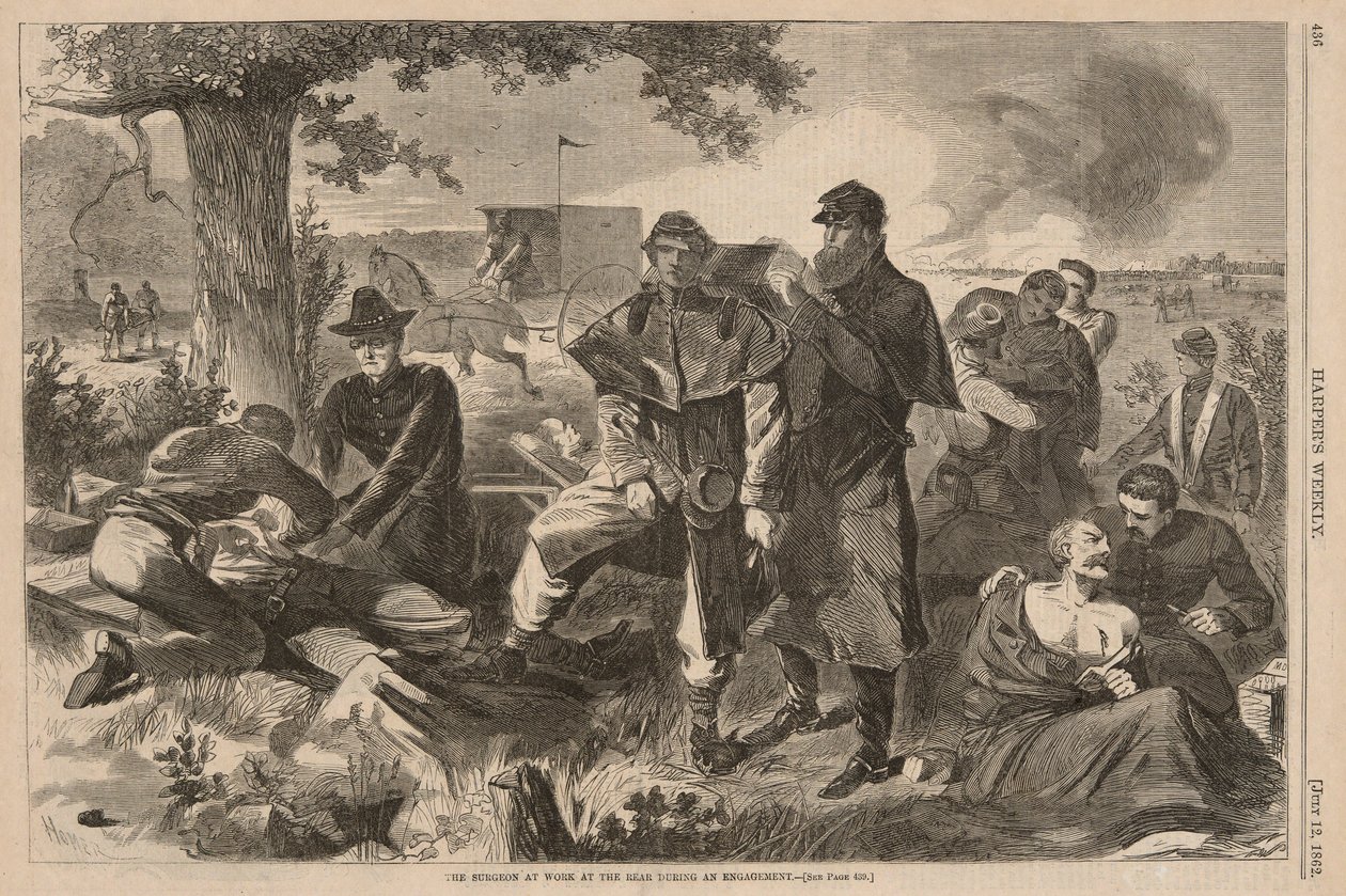 Der Chirurg bei der Arbeit im Hinterland während eines Gefechts, aus Harper von Winslow Homer