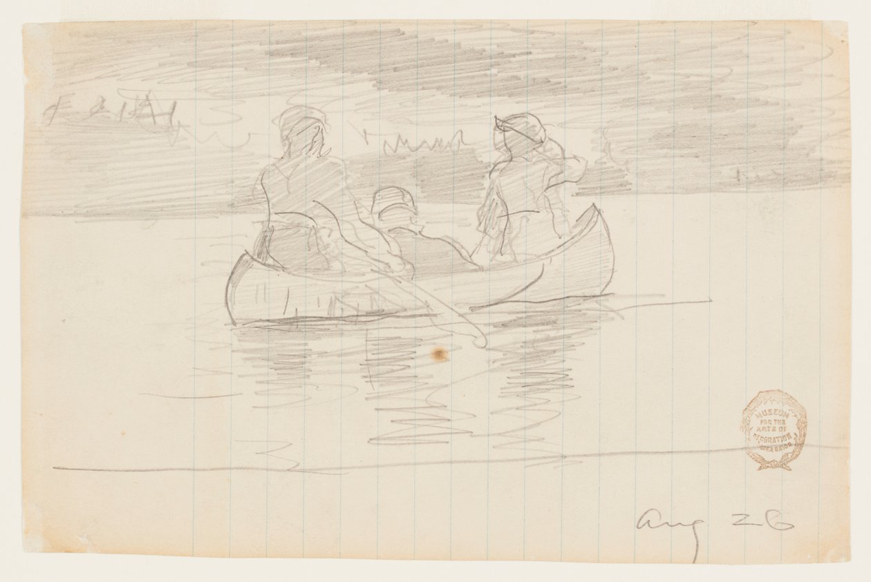 Drei Männer in einem Kanu, Il Manigne, Quebec von Winslow Homer