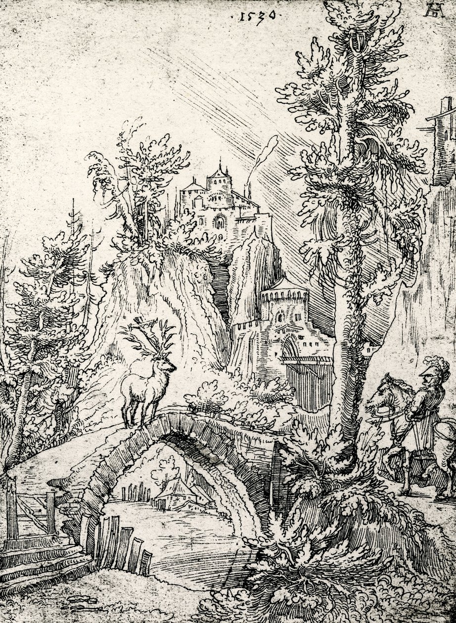 Der heilige Hubertus vor dem Hirschwunder von Wolf Huber