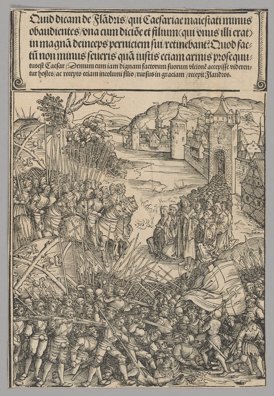 Flämische Rebellion, Tafel 7 aus Historische Szenen aus dem Leben von Kaiser Maximilian I. aus dem Triumphbogen von Wolf Traut