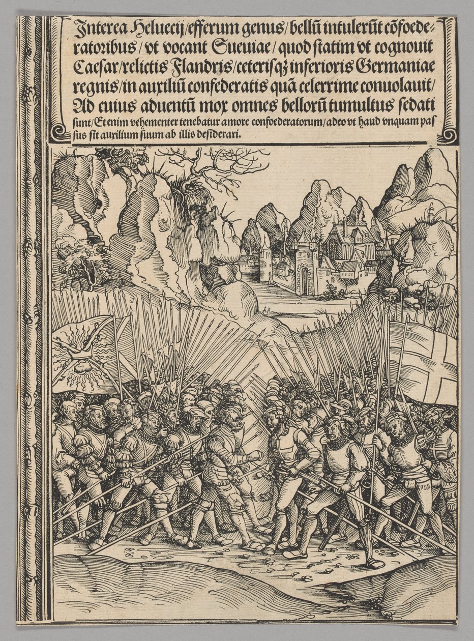 Schweizer Krieg, Platte 16 aus Historische Szenen aus dem Leben von Kaiser Maximilian I. aus dem Triumphbogen von Wolf Traut