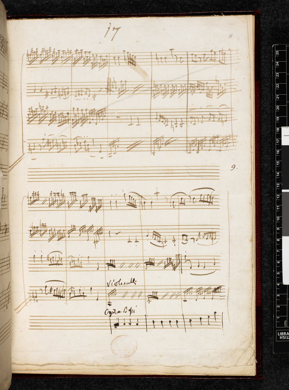 Adagio und Fuge in c-Moll, K. 546, Add. 28996, f.11r von Wolfgang Amadeus Mozart