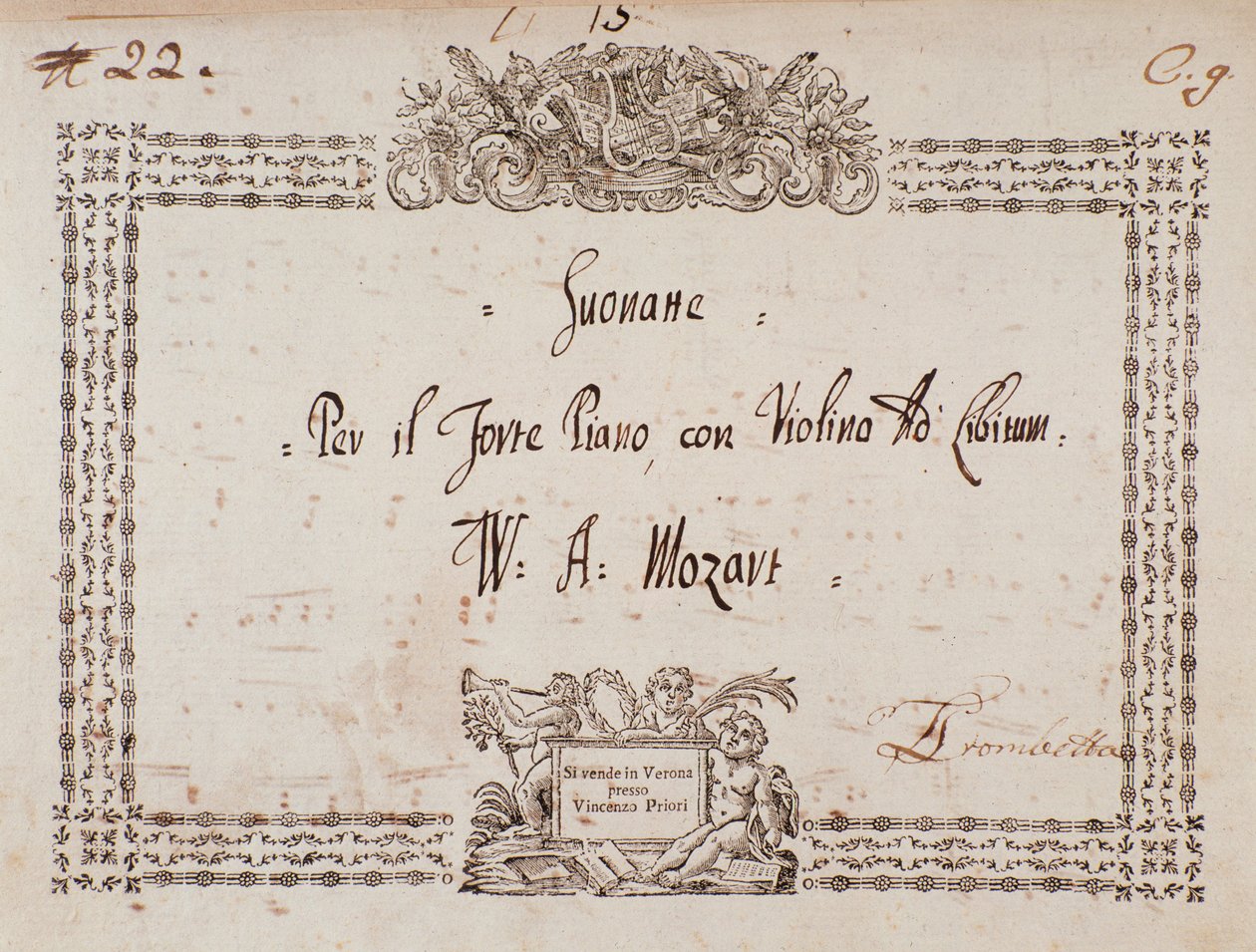 Frontispiz der Sonate für Fortepiano und Violine von Mozart von Wolfgang Amadeus Mozart