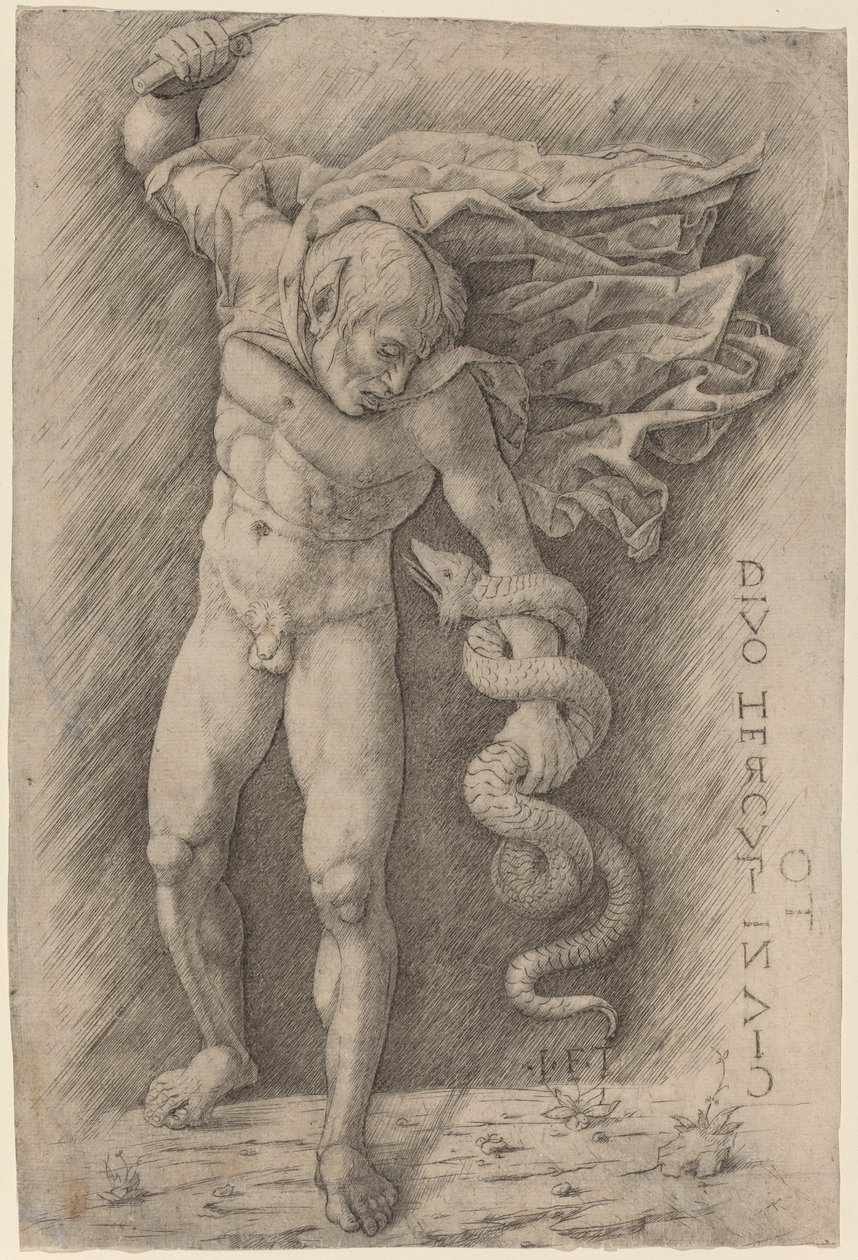 Faun kämpft mit einer Schlange von Workshop of Andrea Mantegna