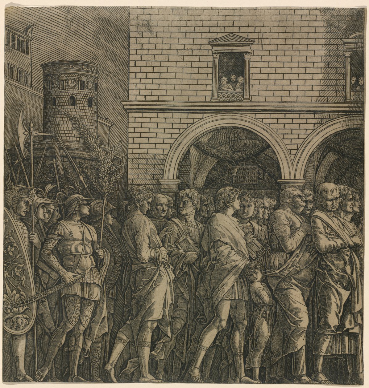 Der Triumph des Cäsar: Die Senatoren von Workshop of Andrea Mantegna