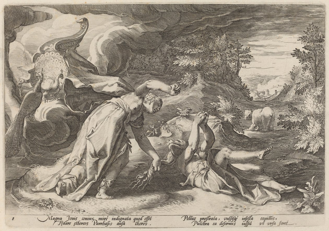 Juno verwandelt Kallisto in einen Bären von Workshop of Hendrick Goltzius, after Hendrick Goltzius