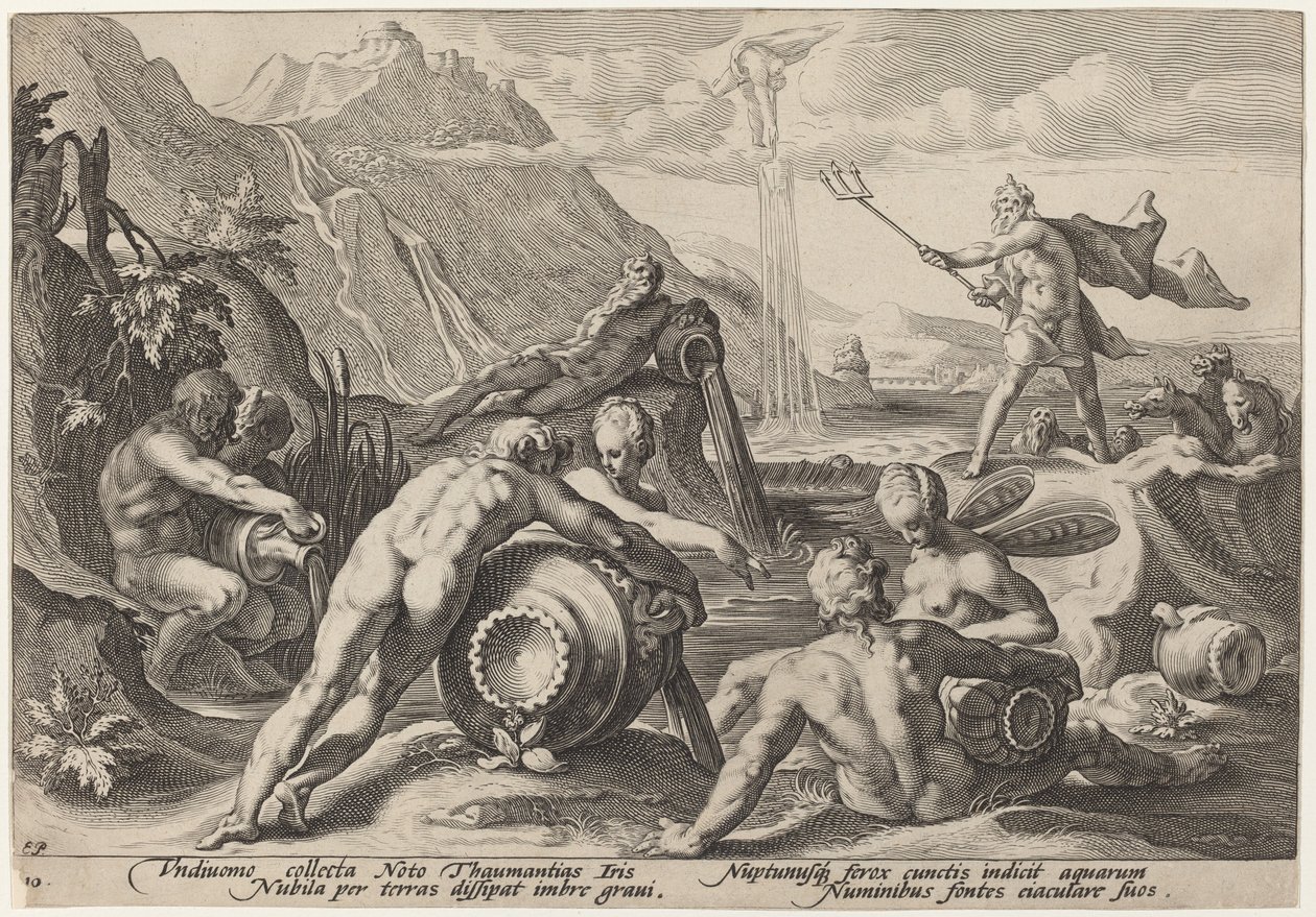 Neptun plant die Zerstörung des Menschen von Workshop of Hendrick Goltzius, after Hendrick Goltzius