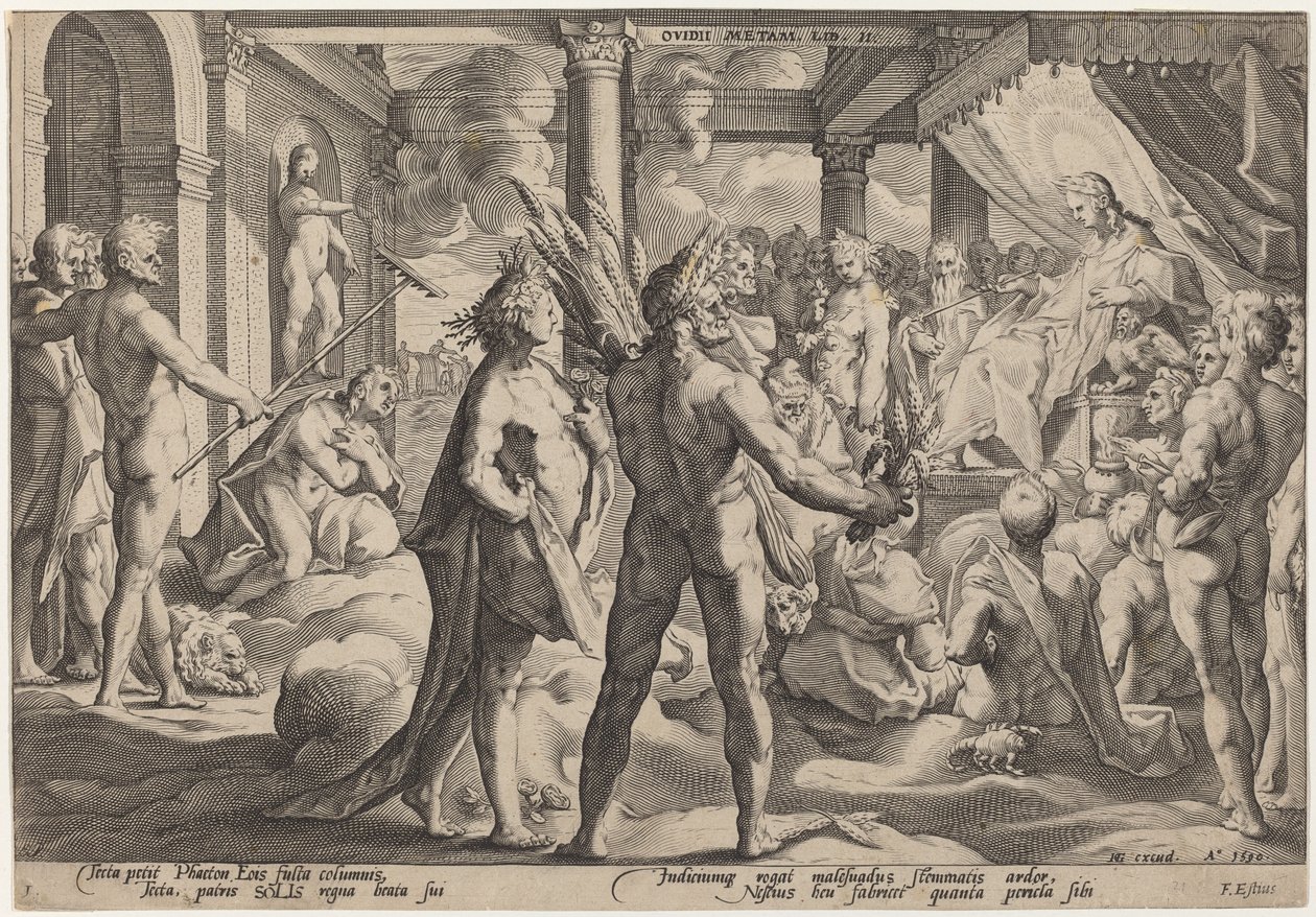 Phaeton bittet um den Wagen von Workshop of Hendrick Goltzius, after Hendrick Goltzius