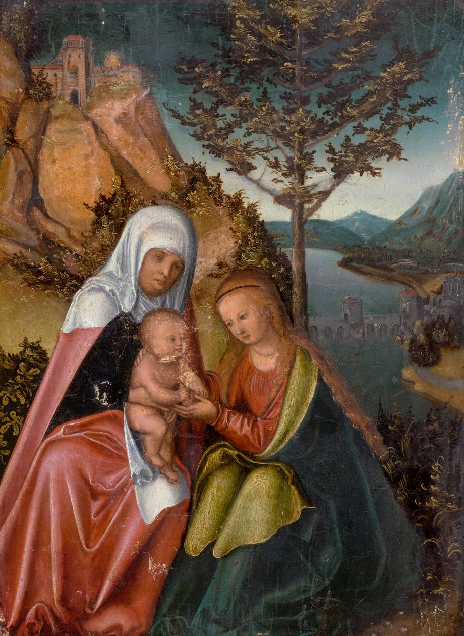 Die Jungfrau und das Kind mit der heiligen Anna von workshop of Lucas Cranach the Elder