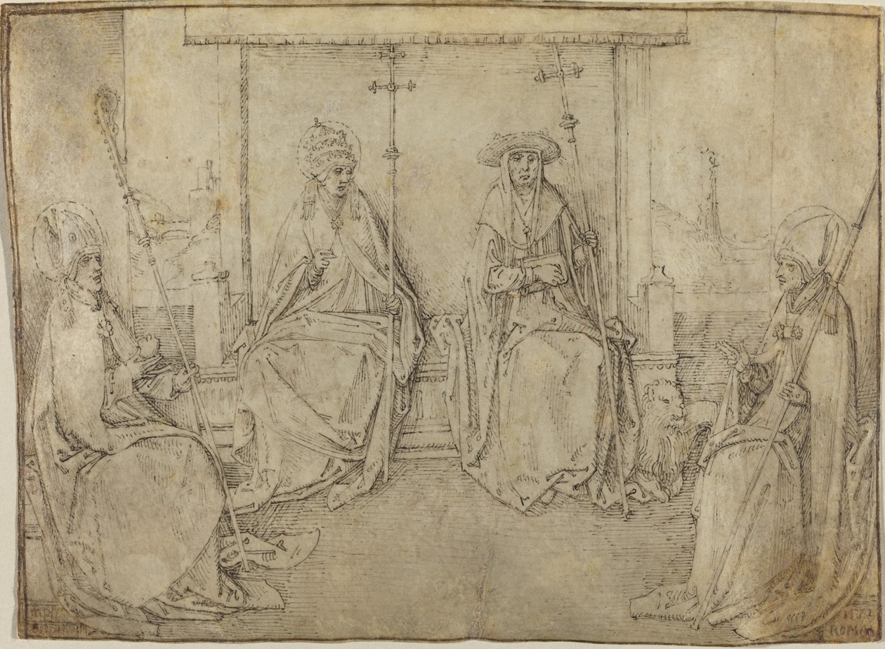 Die vier lateinischen Kirchenväter von Workshop of Valentijn van Orley