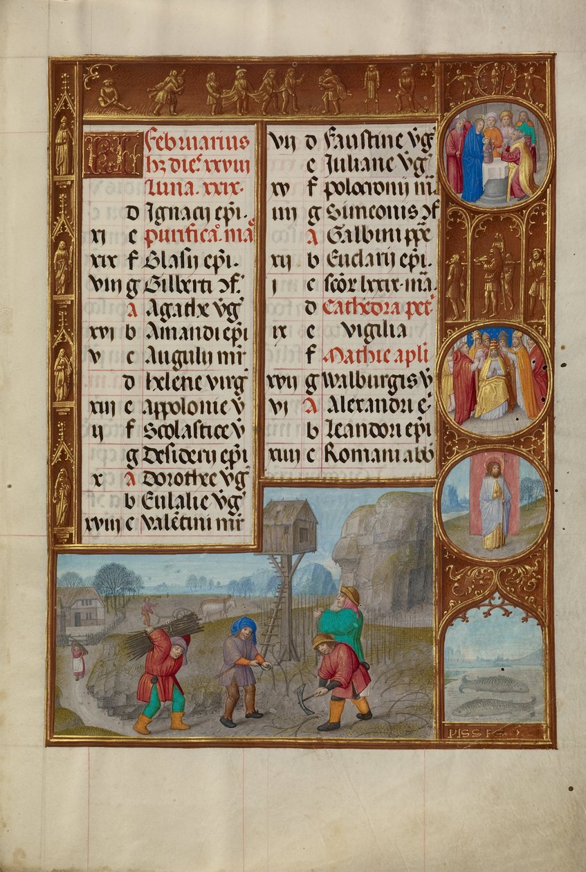 Arbeit im Weinberg; Tierkreiszeichen Fische von Workshop of the Master of James IV of Scotland
