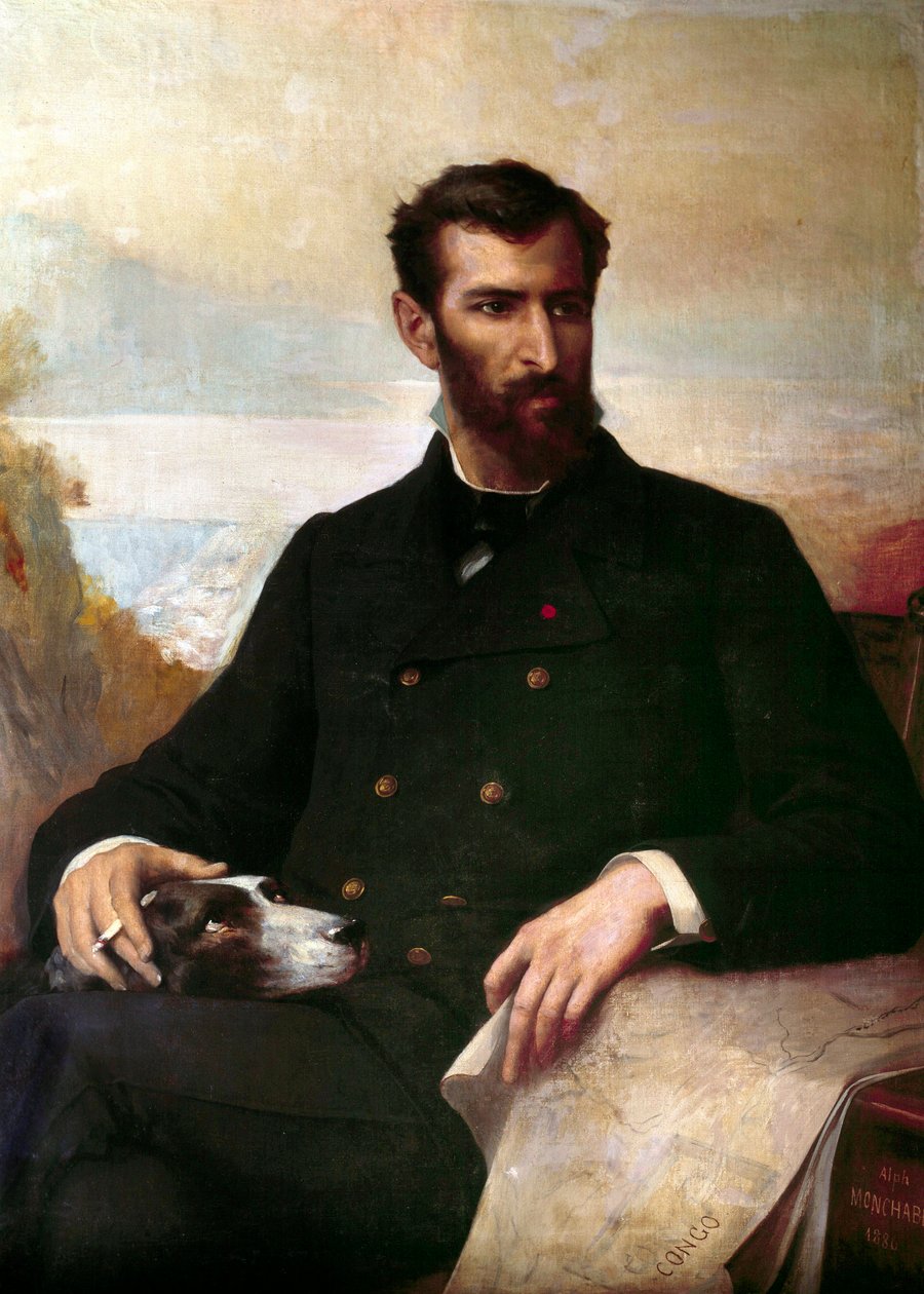 Porträt von Pierre Savorgnan de Brazza (1852-1905), französischer Entdecker in Äquatorialafrika von Xavier Alphonse Monchablon