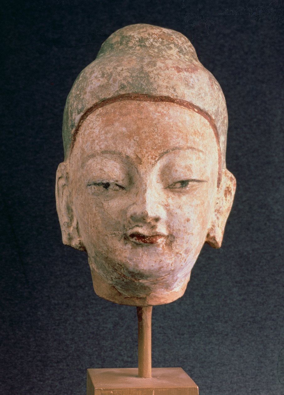 Kopf einer Buddha-Statue, aus Bezeklik, 9.-10. Jahrhundert von Xingjiang