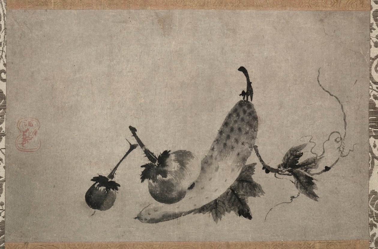 Gurken und Aubergine, 1500er von Yamada Doan