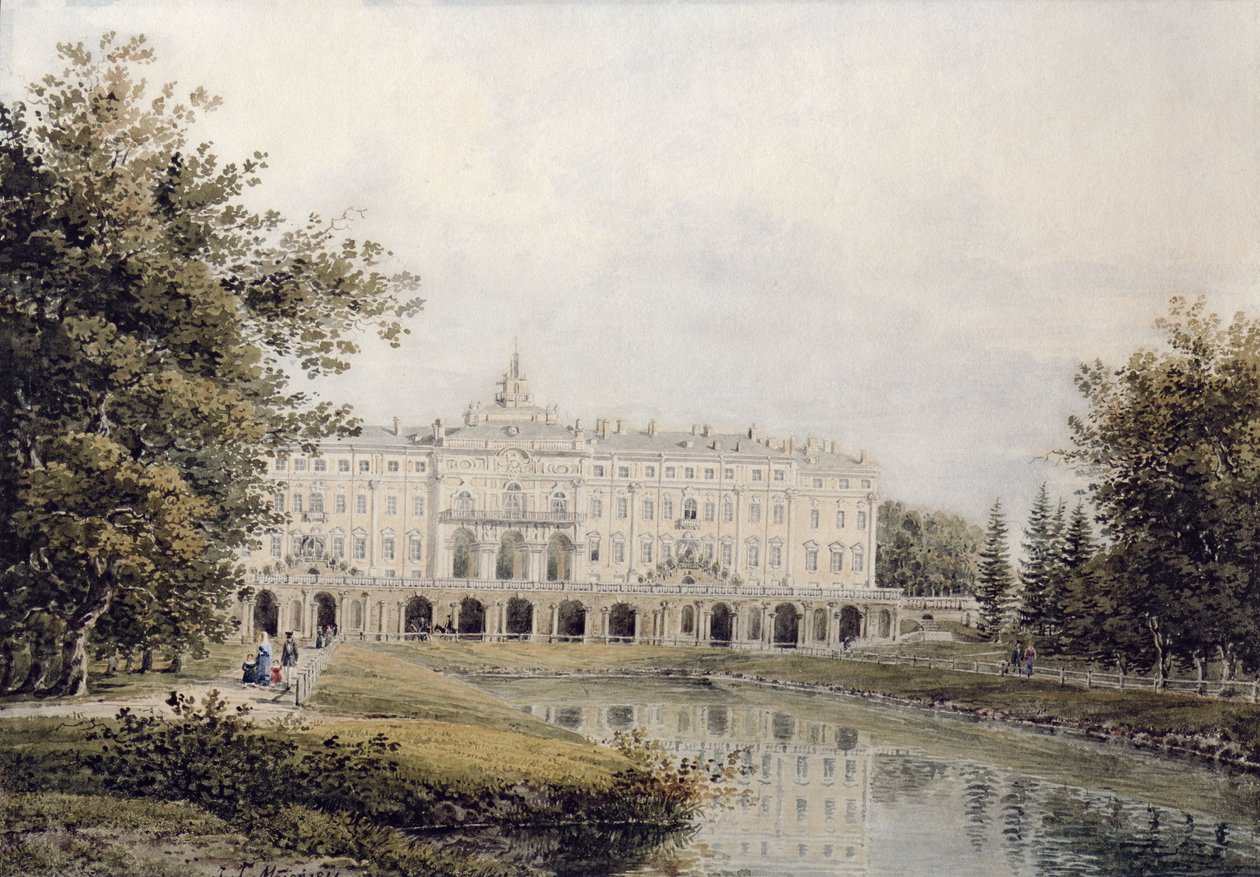 Ansicht des Großen Palastes von Strelna bei St. Petersburg, 1841 von Yegor Yegorovich Meier