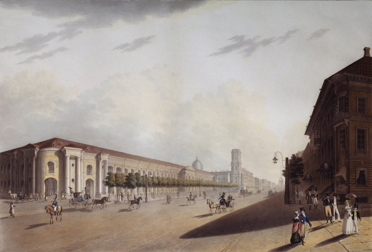 Der Große Gostiny Dvor Kaufhof in St. Petersburg, 1820er Jahre von Yermolai Ivanovich Yesakov