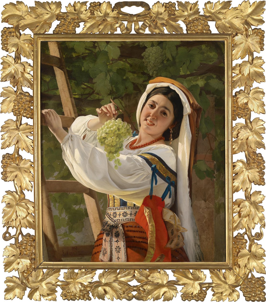 Ein lachendes Mädchen in süditalienischer Tracht, 1857 von Yevgraf Semyonovich Sorokin