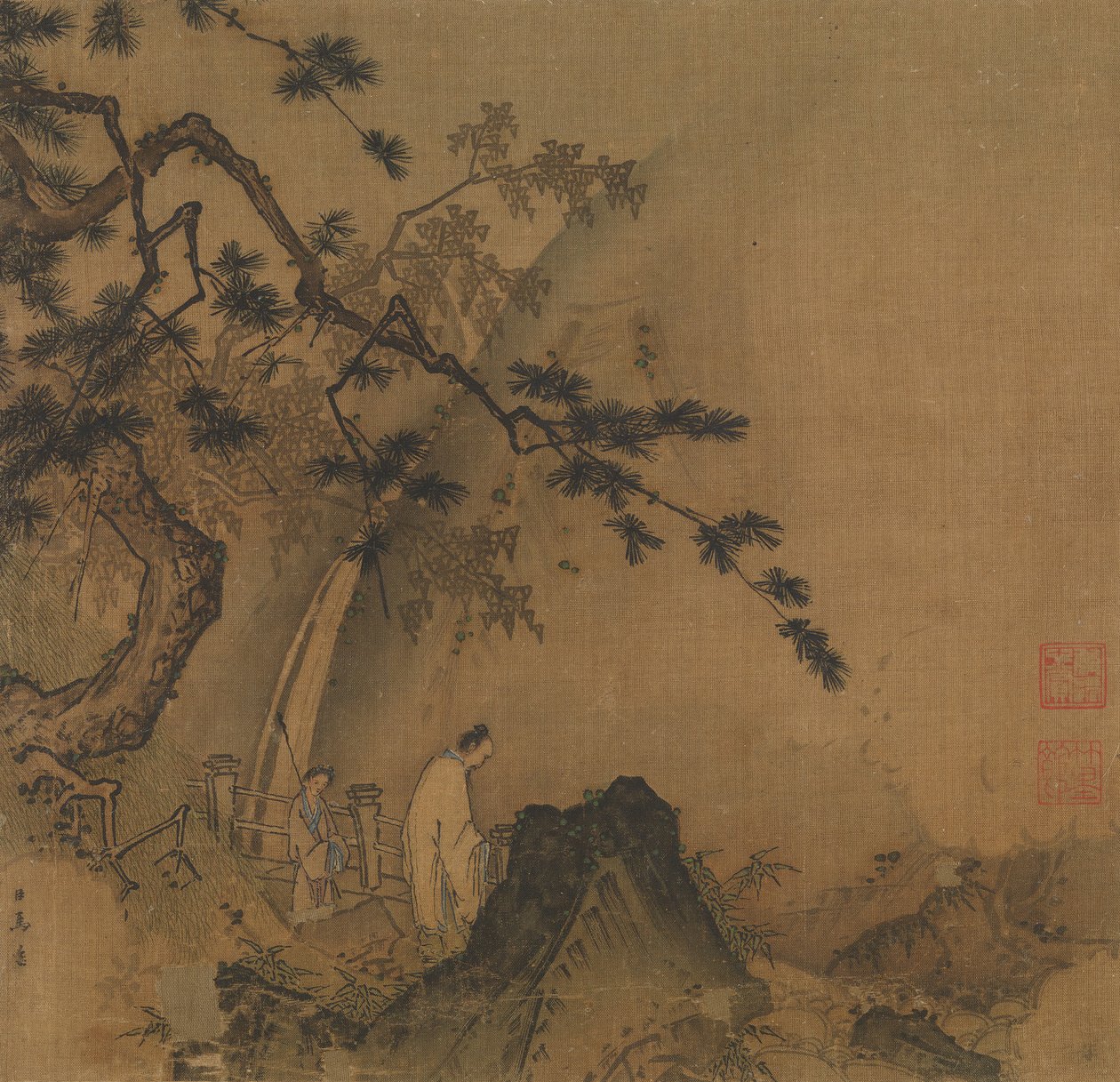 Gelehrter betrachtet einen Wasserfall von Yuan Ma