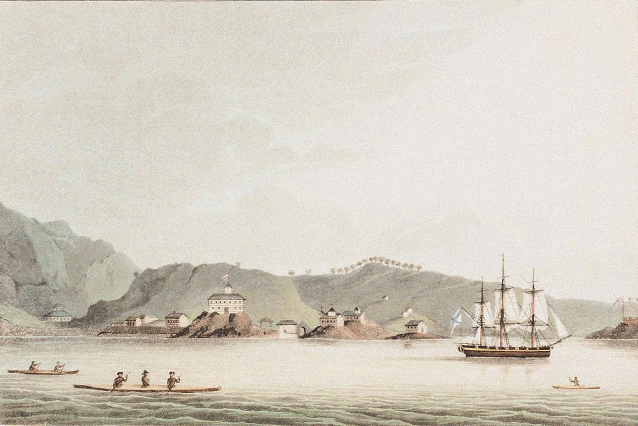 Illustration aus Eine Reise um die Welt in den Jahren 1803-06, auf dem Schiff Neva, 1814 von Yuri Fyodorovich Lisyansky