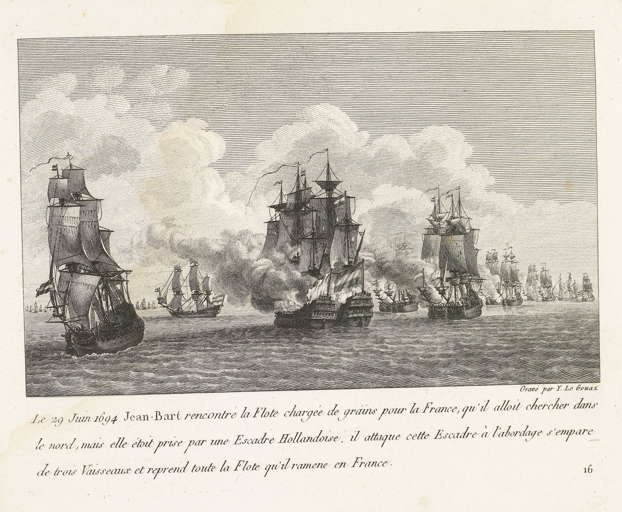 Jan Bart erobert Getreideschiffe von einem holländischen Geschwader zurück, 1694 von Yves Marie Le Gouaz