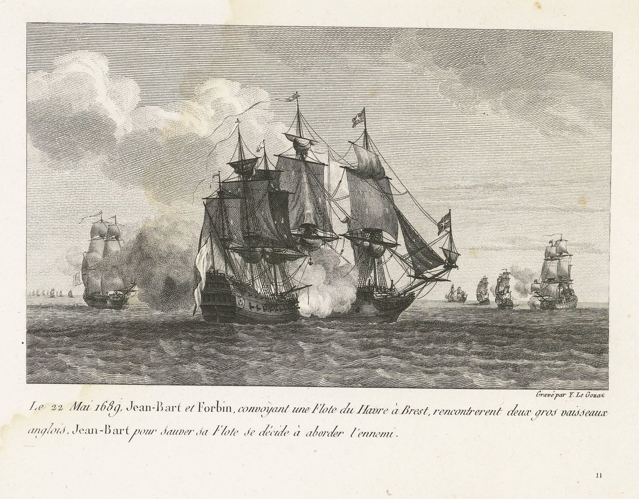 Jan Bart greift zwei englische Schiffe an, 1689 von Yves Marie Le Gouaz
