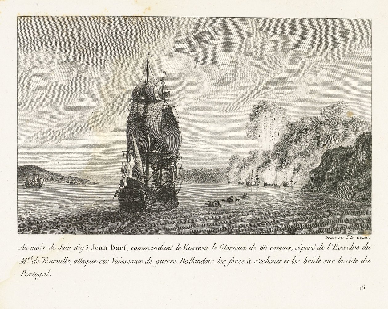 Jan Bart greift sechs holländische Schiffe vor der Küste Portugals an, 1693 von Yves Marie Le Gouaz