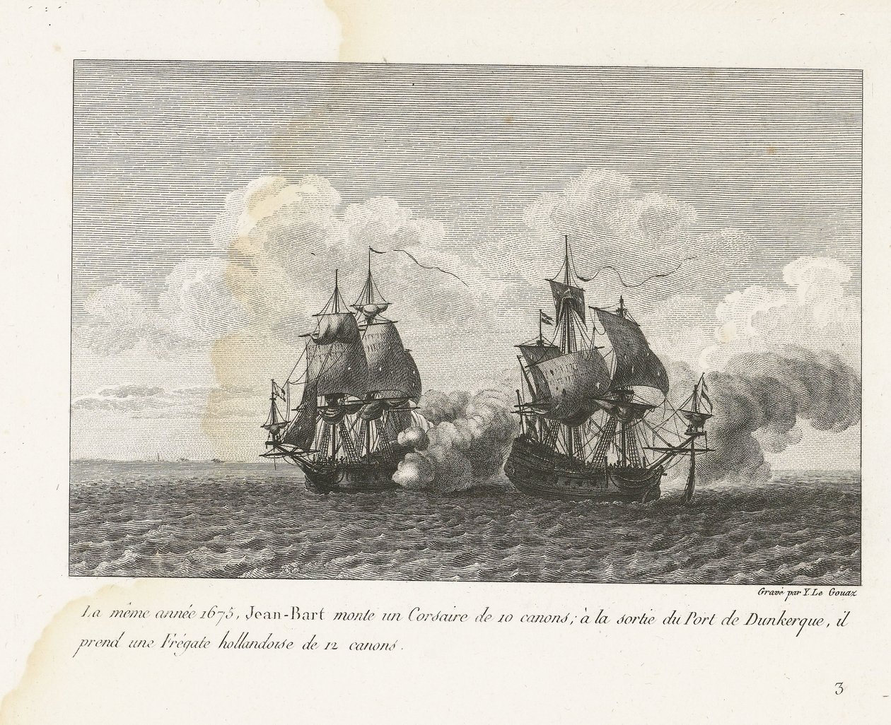 Jan Bart erobert eine holländische Fregatte bei Dünkirchen, 1675 (Sammlung der Kämpfe von Jean-Bart) von Yves Marie Le Gouaz