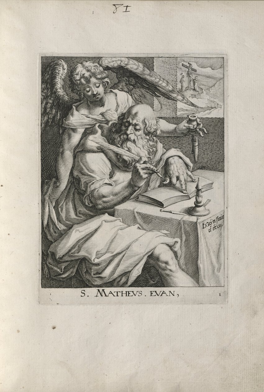 Der heilige Matthäus, Platte 1 aus Die vier Evangelisten von Zacharias Dolendo