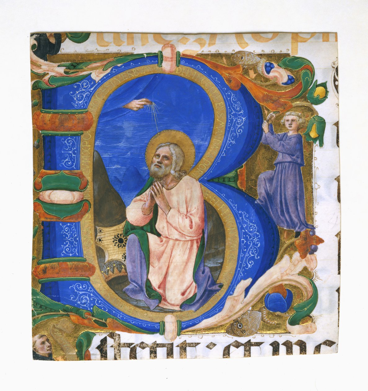 König David im Gebet in einem Initial B von Zanobi di Benedetto Strozzi