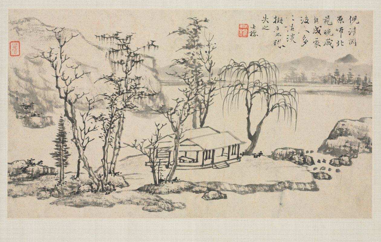 Landschaftsalbum in verschiedenen Stilen: Landschaft nach Ni Zan, 1684 von Zha Shibiao