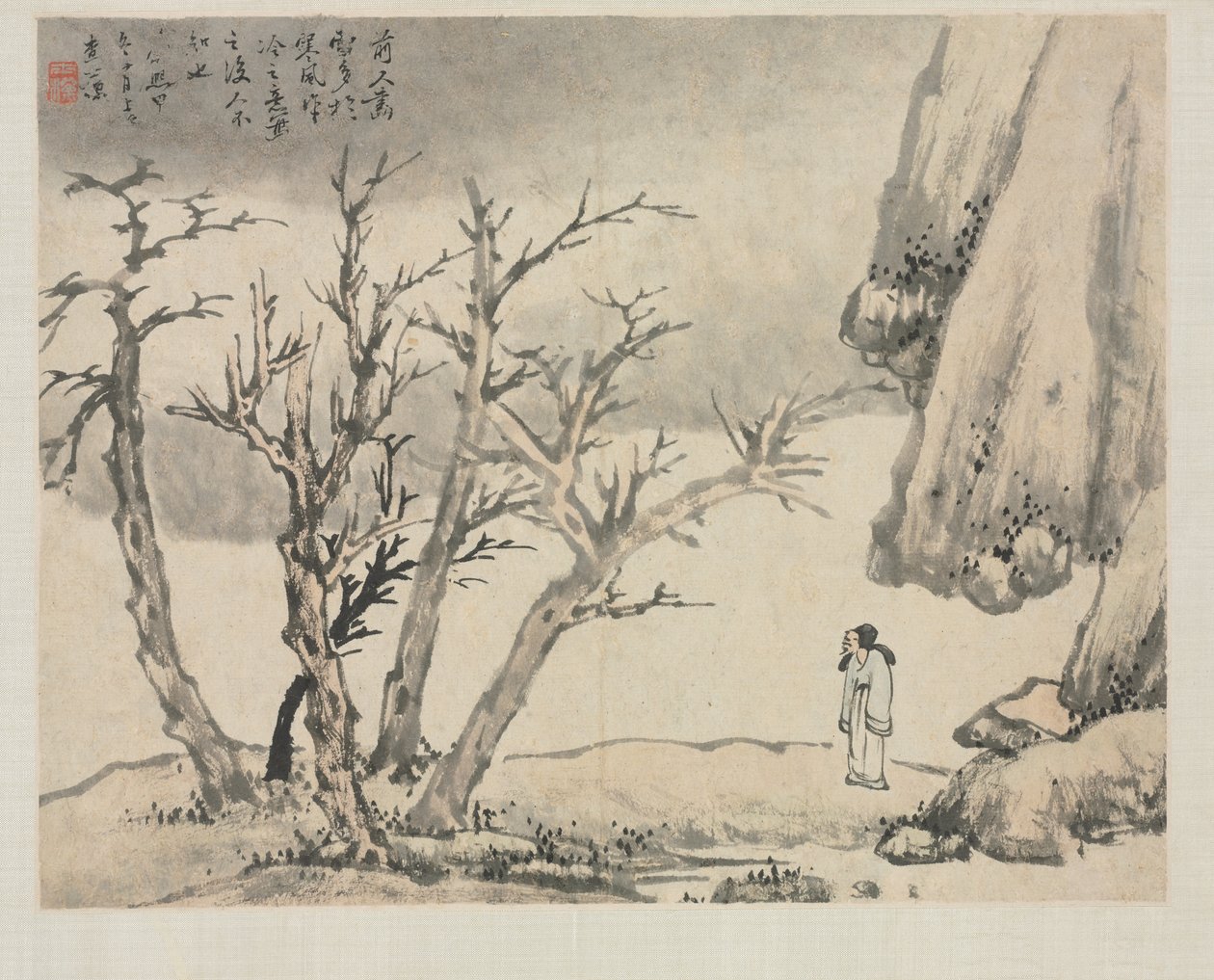 Landschaftsalbum in verschiedenen Stilen: Schneelandschaft, 1684 von Zha Shibiao