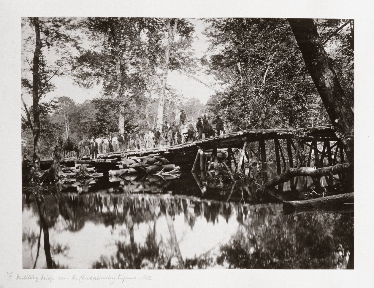 Eine Militärbrücke über den Chickahominy, Virginia, USA, ca. 1862 von Ferdinand Georg Waldmuller