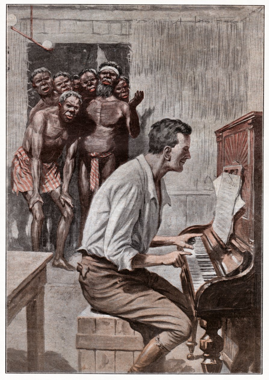 Aborigines und australischer Siedler von . .
