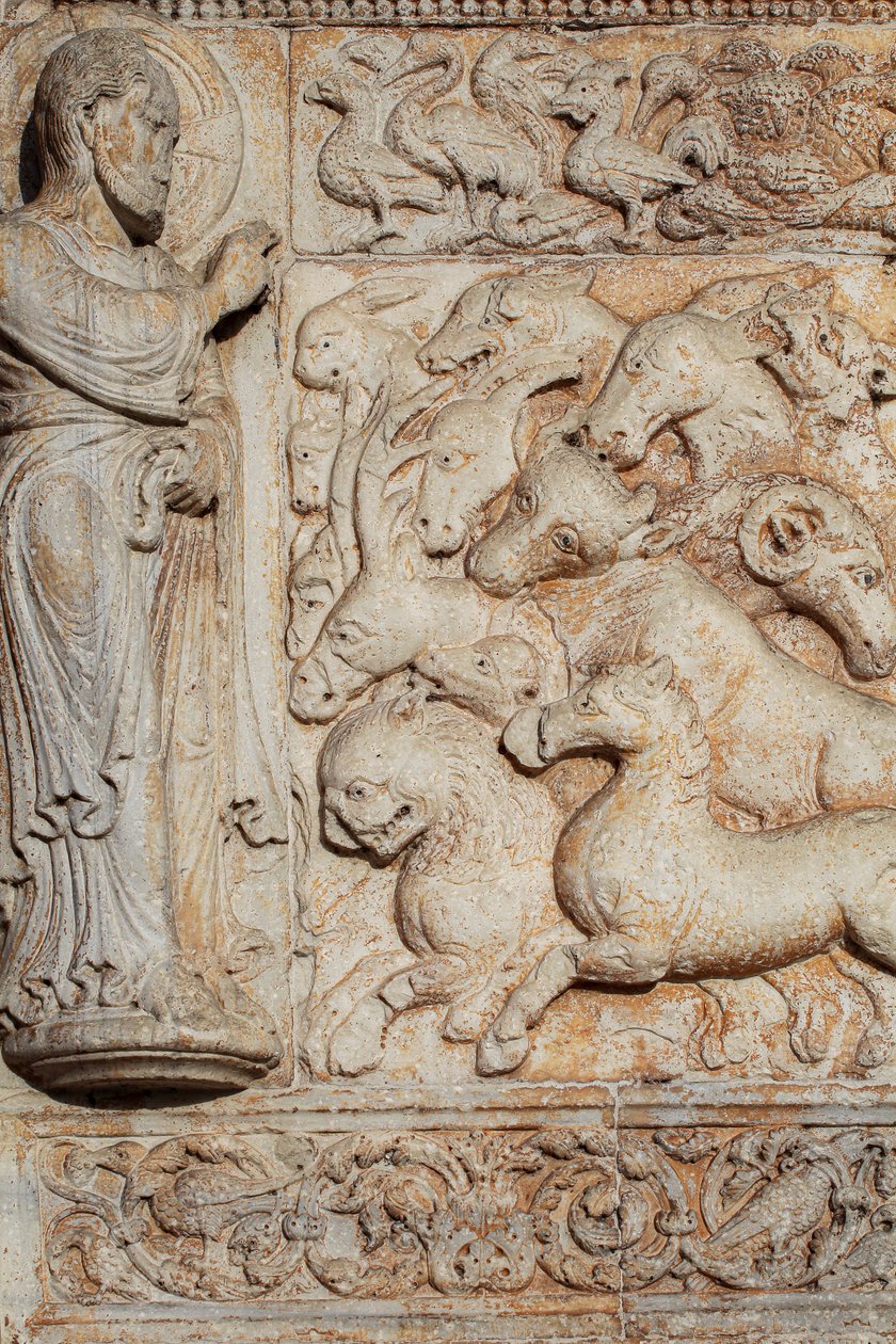Flachrelief des Portals von San Zeno Maggiore, Verona von . .